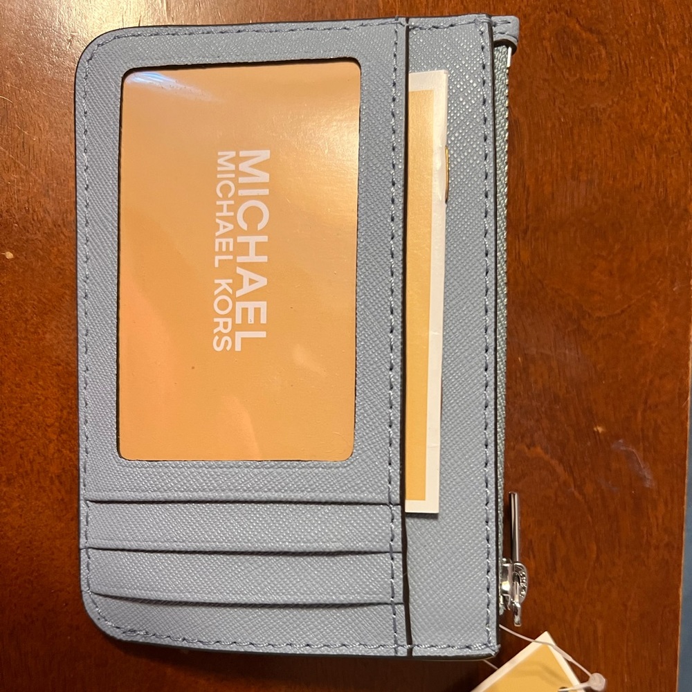 Michael kors small coin pouch wallet w/ID blue brand new with tags.